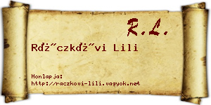 Ráczkövi Lili névjegykártya